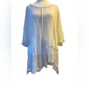 Oversized sparkly mesh white top